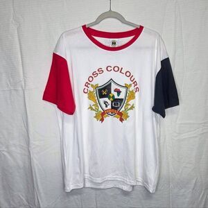 90s Cross Colours Vintage Mens White T Shirt.